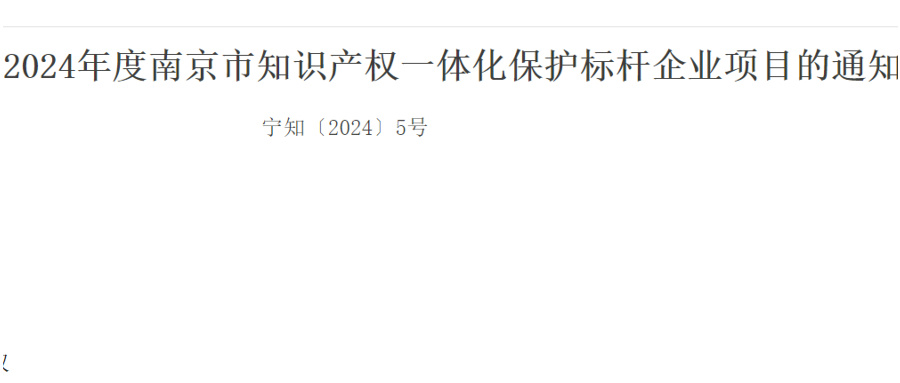 4月15日申報截止！南京市知識產(chǎn)權(quán)一體化保護標(biāo)桿企業(yè)項目啟動